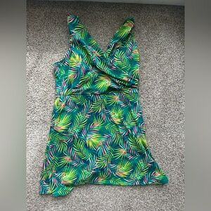 Women's Lands’ End Palm Swim Dress One Piece Chlorine Resistant Tummy Control
